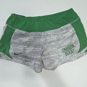 Nike Women's Oregon Ducks Green and Gray Athletic Shorts
